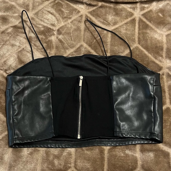 DYNAMITE Leather Tube Crop top - Picture 2 of 3
